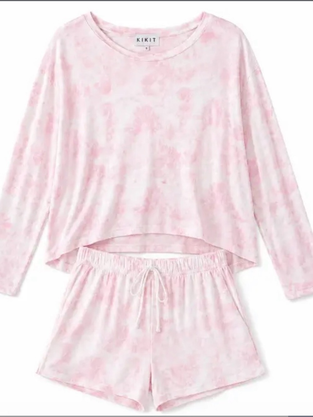 KIKIT Women's Pink Tie-Dye Long Sleeve Pajama Set